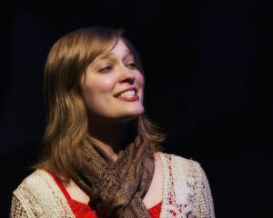 This is my opening night face on stage, apparently. (Photo by Gary Norman)